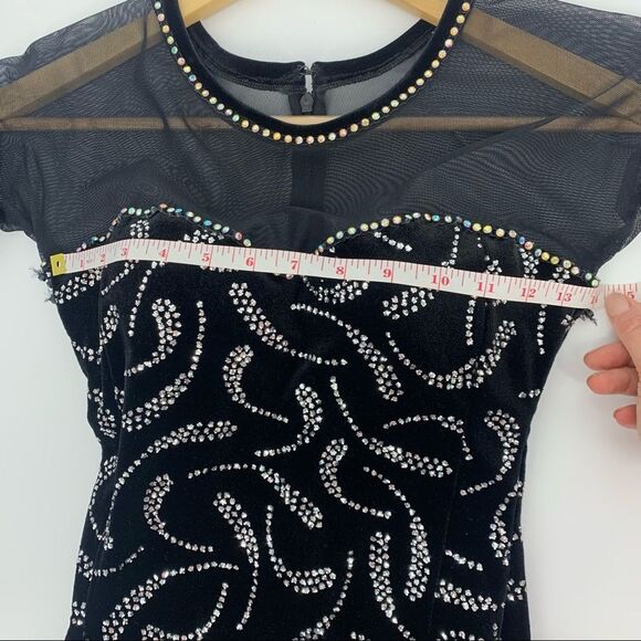 Ice Figure Skating Dress Girls Long Sleeved Black Gymnastics Dress - Picture 11 of 15